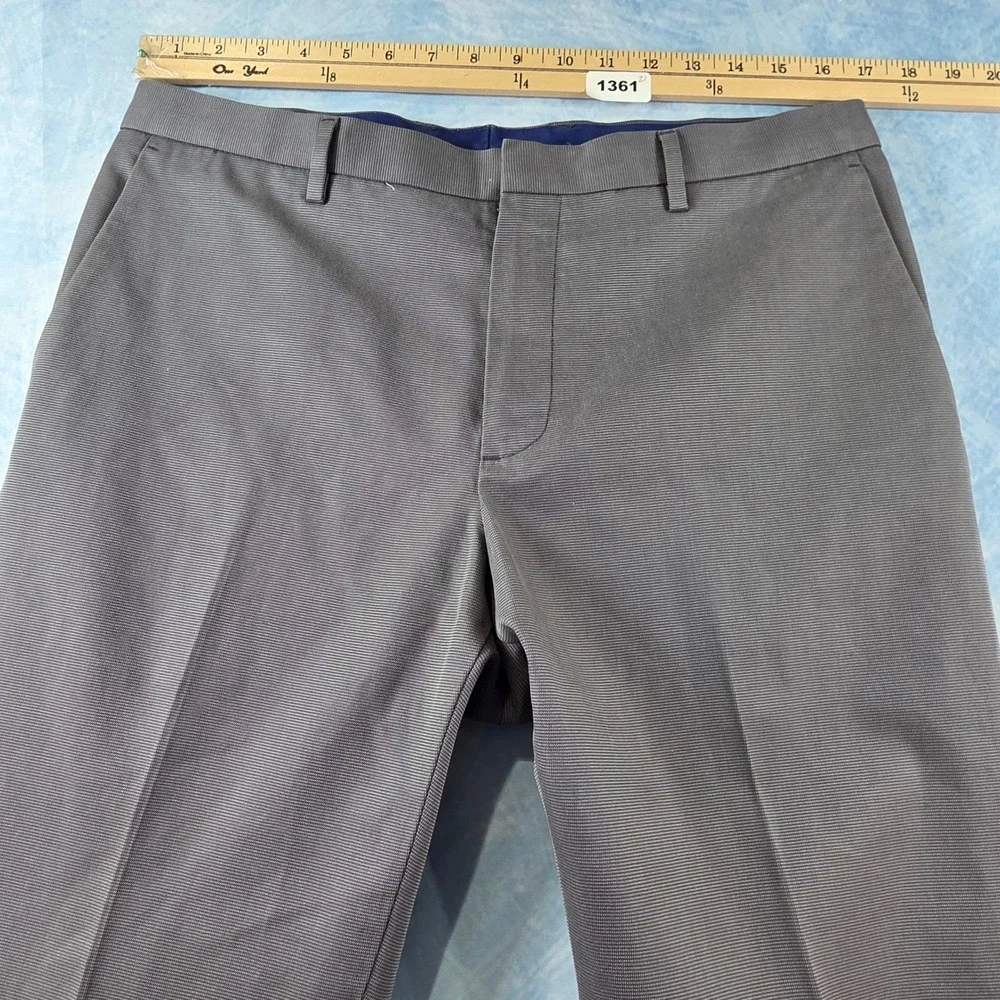 Banana Republic Non-Iron Modern Slim Fit Pants Mens 33x32 Gray Micro Stripe Chin